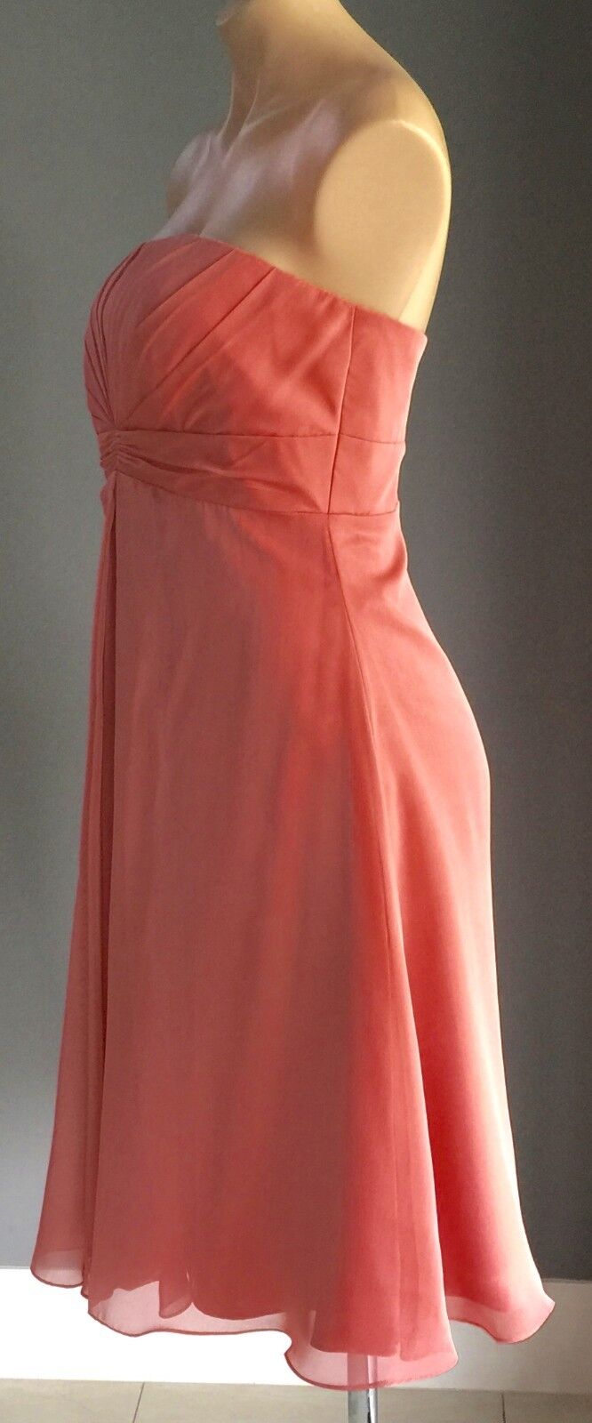 ANGELINE Strapless Dress Empire Waist Coral Knee Length Size 14 NEW