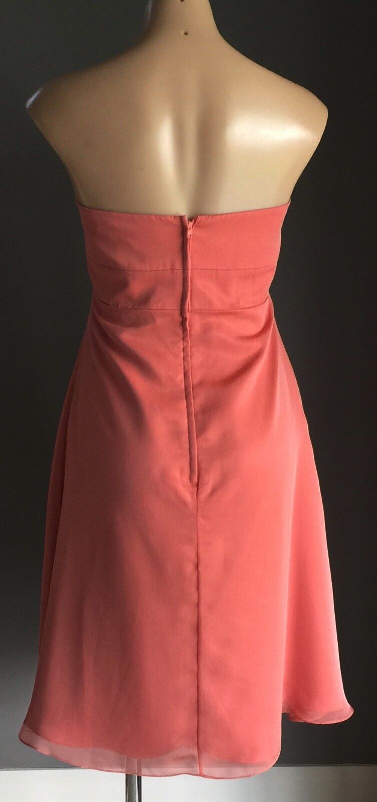 ANGELINE Strapless Dress Empire Waist Coral Knee Length Size 14 NEW