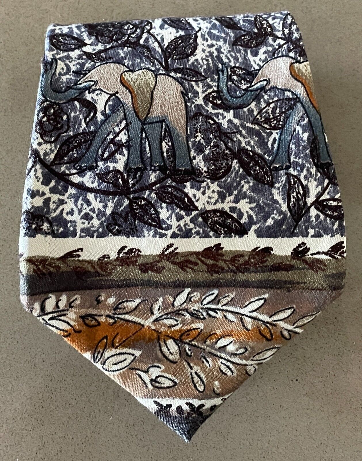 MARIO ARMANI Italy Silk Tie NeckTie Elephants Ducks Pattern Wide Mens Necktie