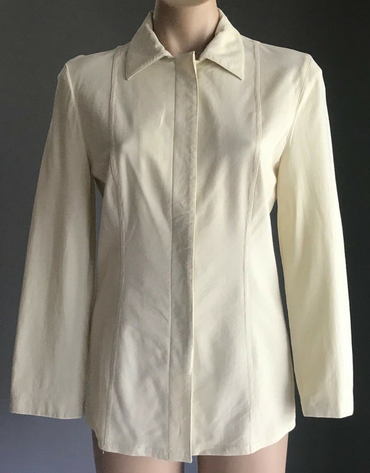 EMPORIO ARMANI Fitted Shirt Long Sleeve Button Front Ivory Size 10 12 Vintage