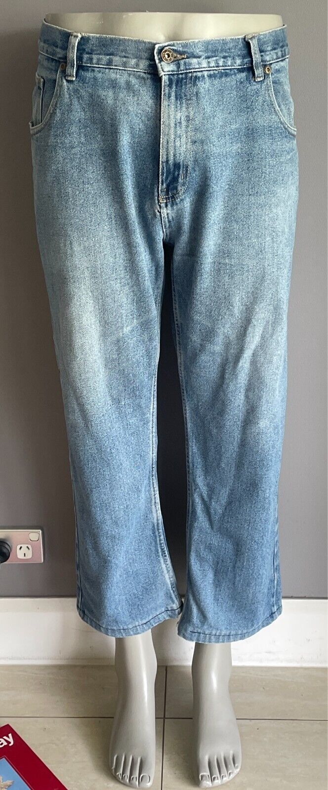 K-MART Light Blue Denim Jeans Straight Leg Style Mens Size 102/Waist 100cm