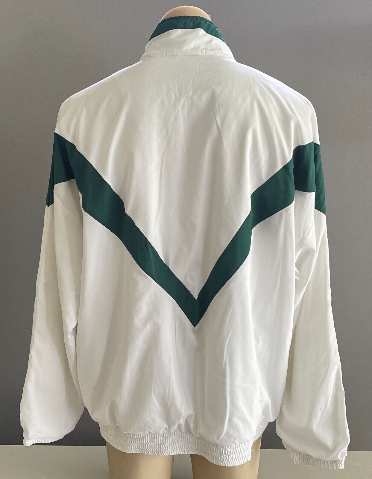 HUNTERS HILL TENNIS CLUB FullZip Jacket Size XXL White Green Long Sleeve Pockets