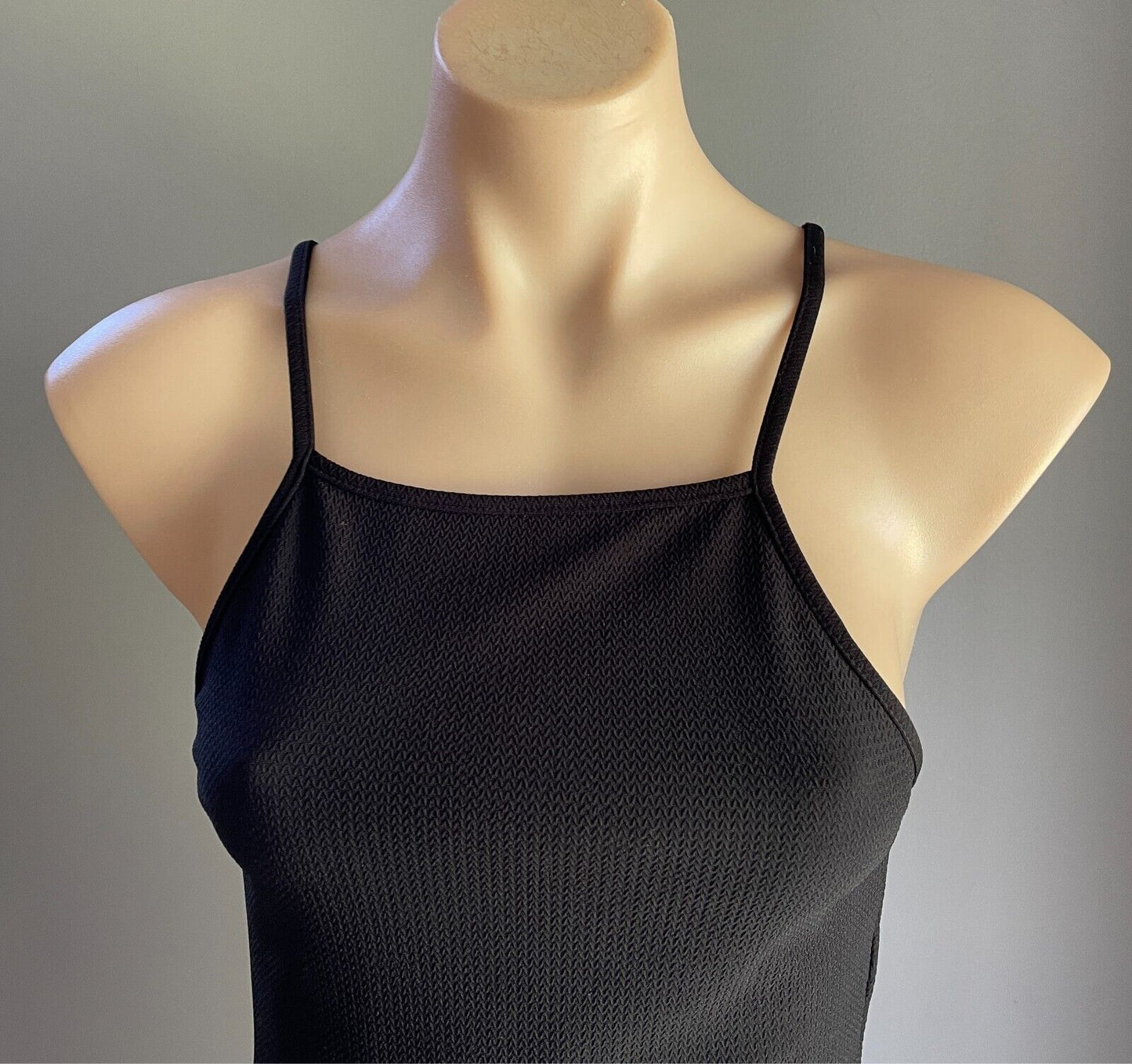 ICE FASHION Crop Top Black Sleeveless Size S 10 Stretch Fabric