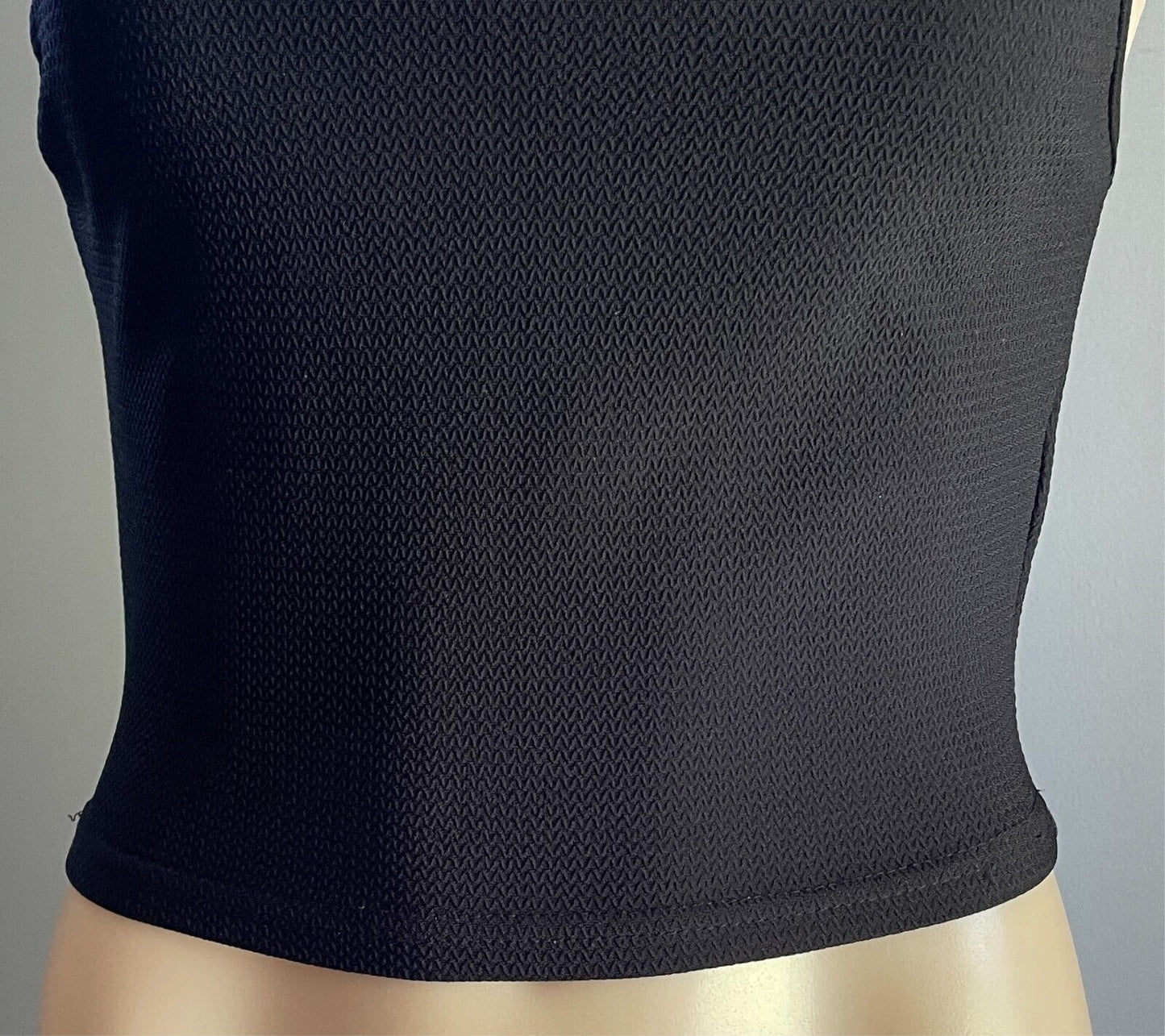 ICE FASHION Crop Top Black Sleeveless Size S 10 Stretch Fabric