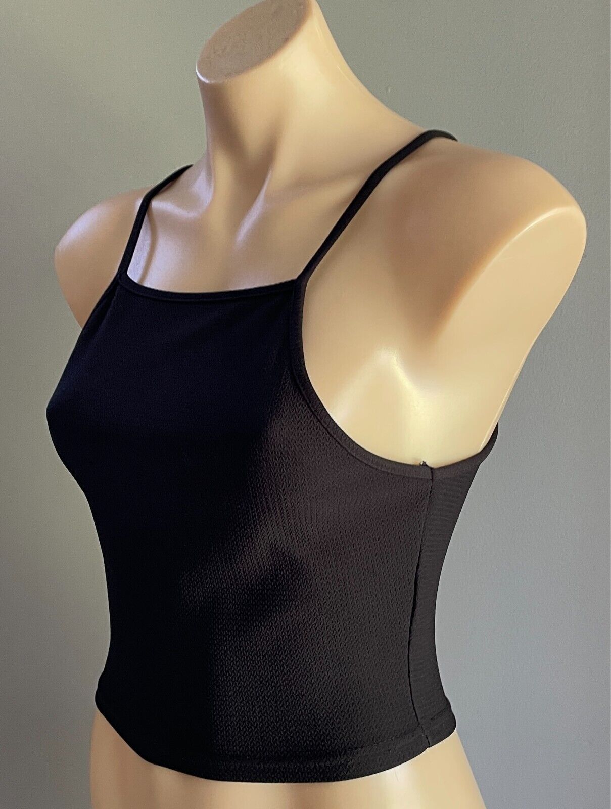 ICE FASHION Crop Top Black Sleeveless Size S 10 Stretch Fabric