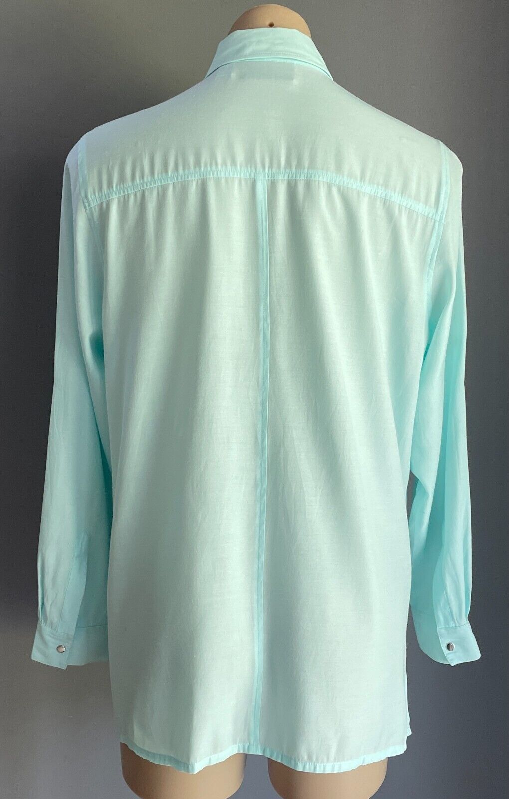 CAPTURE EUROPEAN Shirt Blouse Mint Green Size 12 Long Adjustable Sleeves