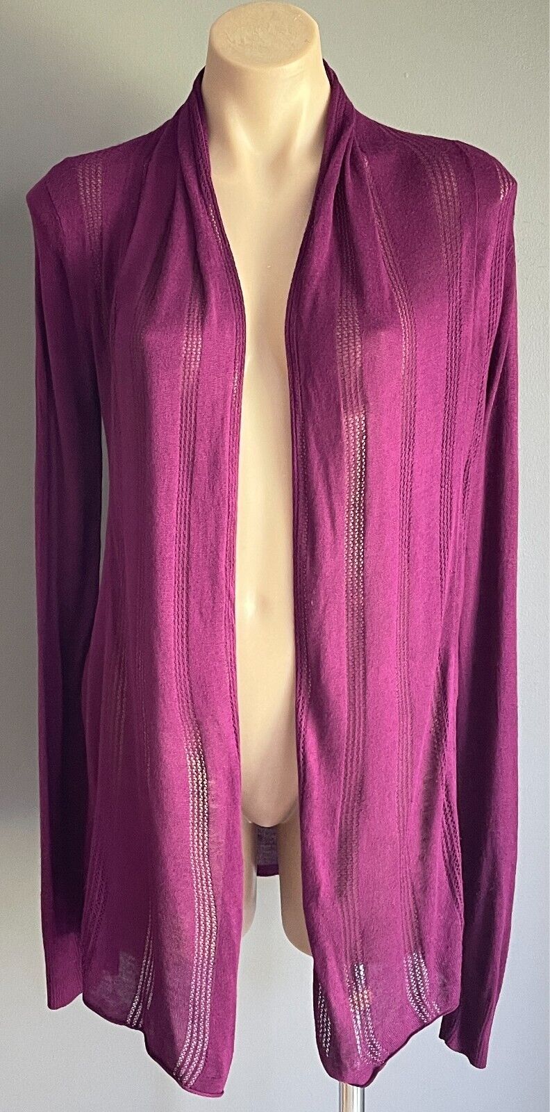 GIORDANO Purple Drape Cardigan Long Sleeve Lightweight Fine Knit Size M NEW
