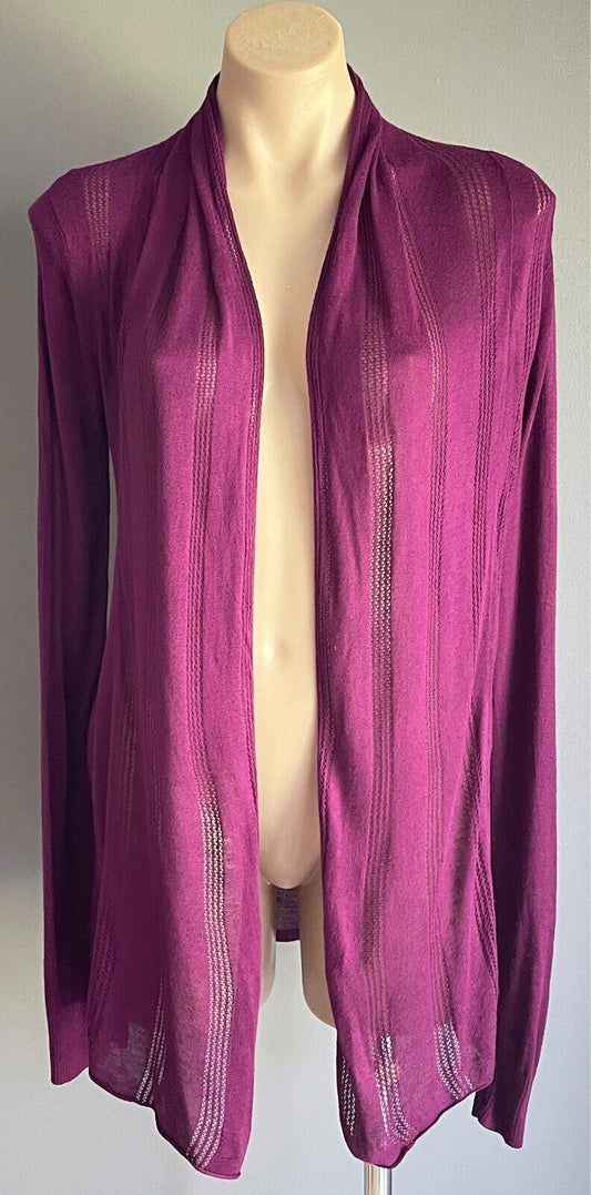 GIORDANO Purple Drape Cardigan Long Sleeve Lightweight Fine Knit Size M NEW