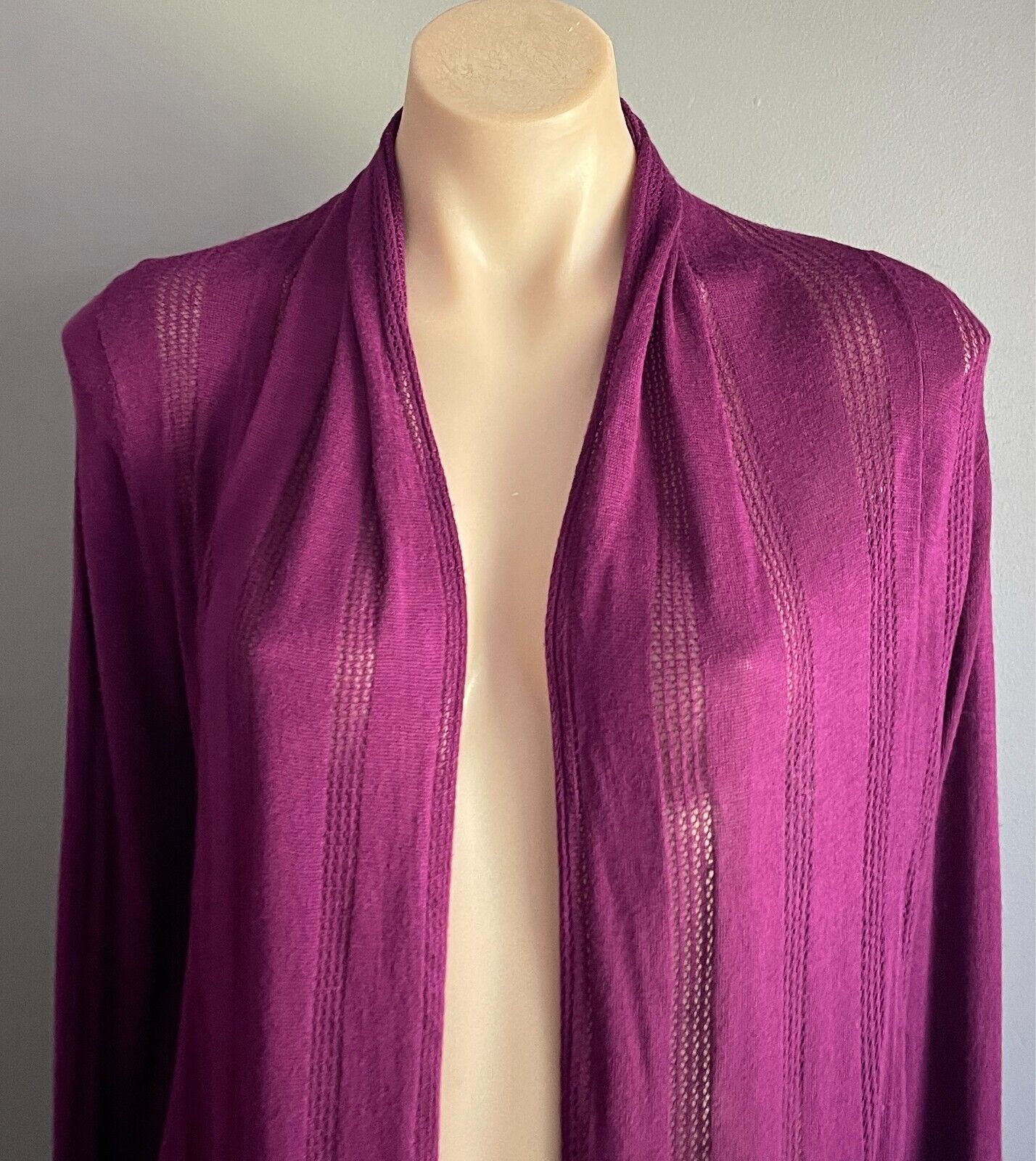 GIORDANO Purple Drape Cardigan Long Sleeve Lightweight Fine Knit Size M NEW