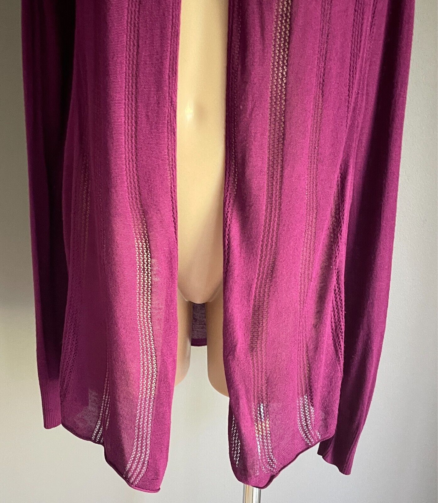 GIORDANO Purple Drape Cardigan Long Sleeve Lightweight Fine Knit Size M NEW