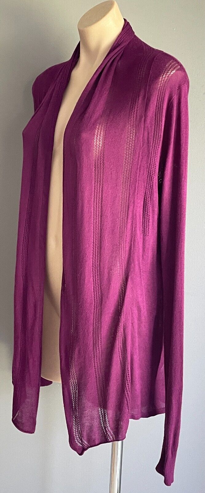 GIORDANO Purple Drape Cardigan Long Sleeve Lightweight Fine Knit Size M NEW