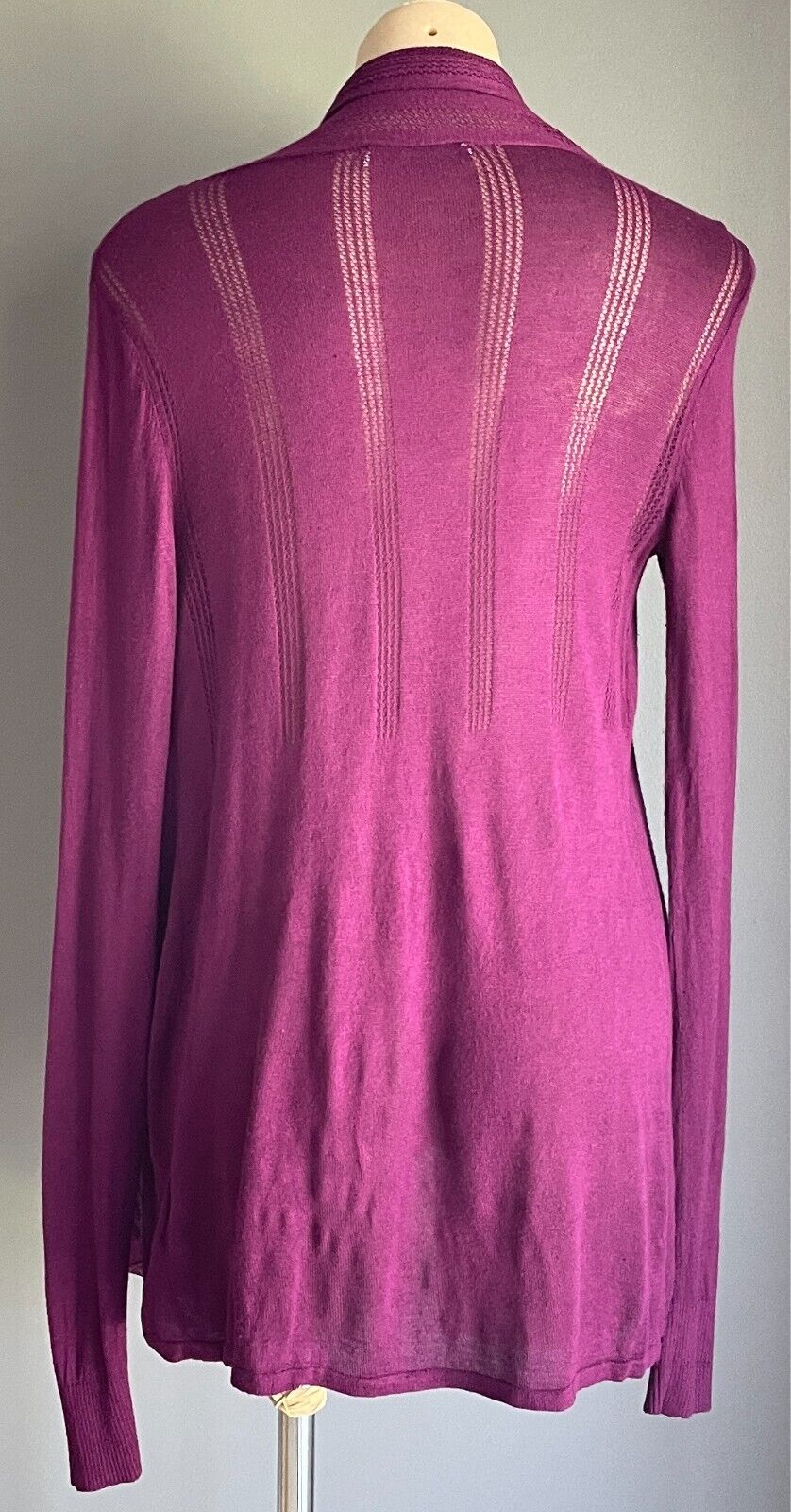 GIORDANO Purple Drape Cardigan Long Sleeve Lightweight Fine Knit Size M NEW