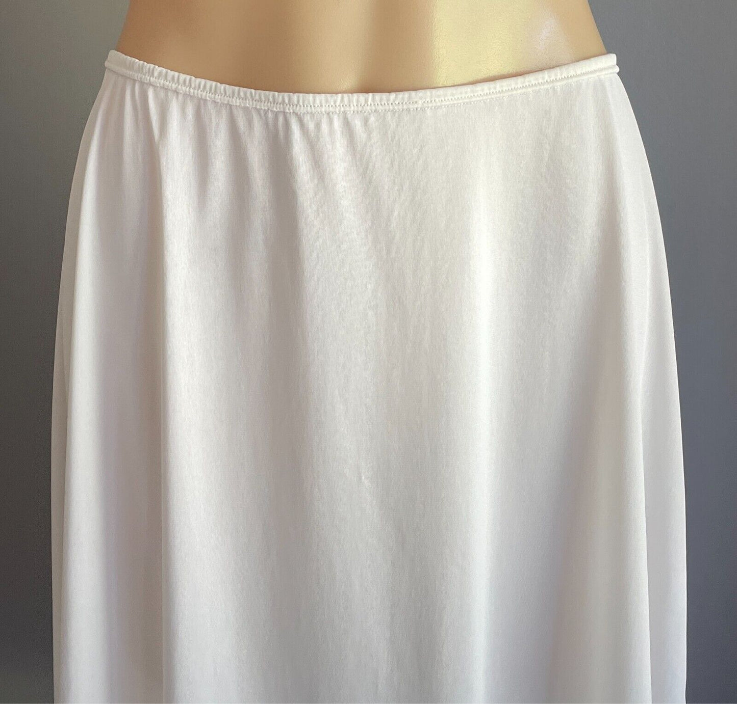 Vintage Half Slip White Nylon Elastic Waist Size 14 Lace Hem