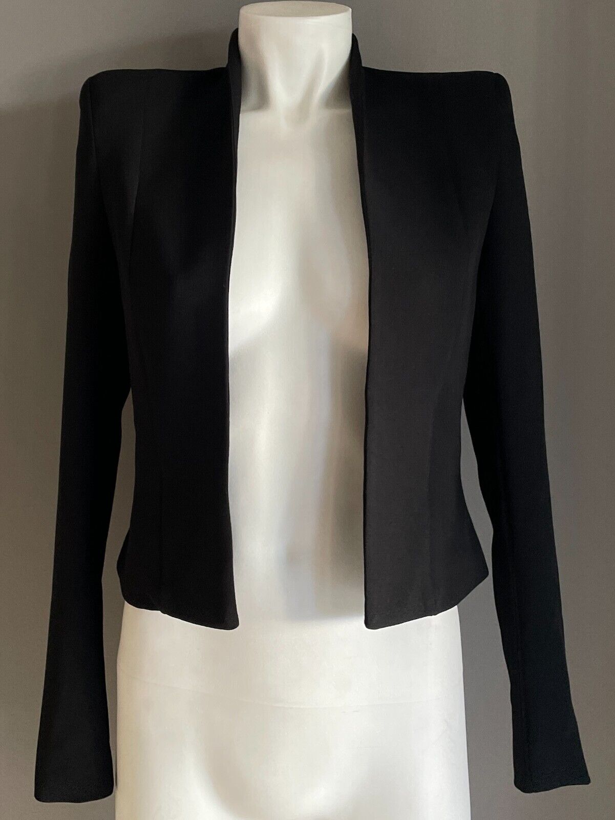 KOOKAI Jacket Black Collarless Tailored Long Sleeve Blazer Size 34 AU 6 8