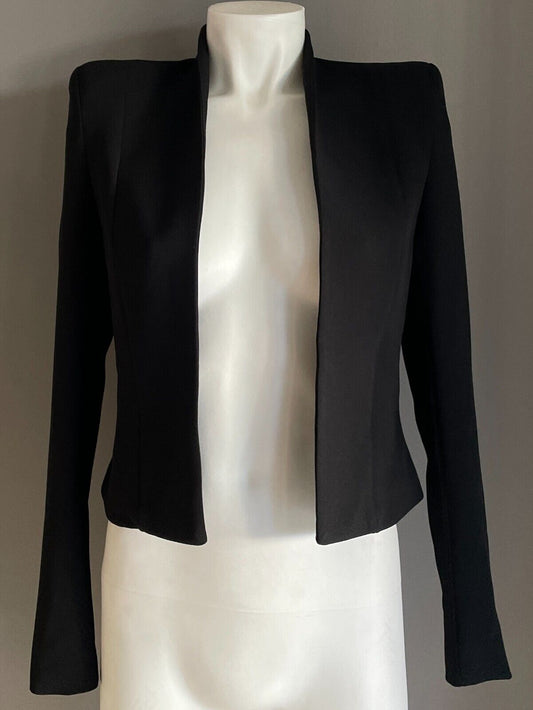 KOOKAI Jacket Black Collarless Tailored Long Sleeve Blazer Size 34 AU 6 8