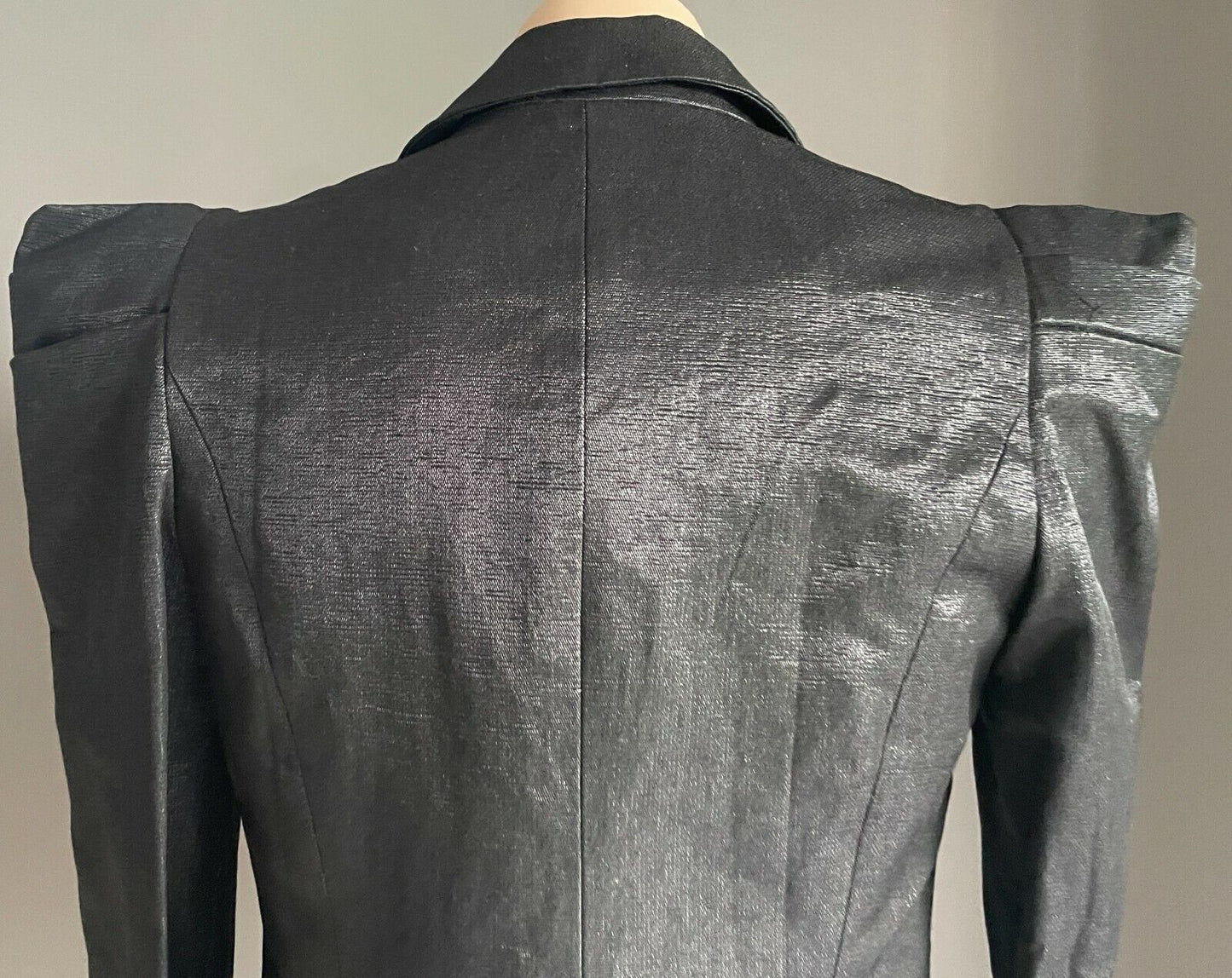 ONE WAY Blazer Black Silver Thread Tailored Jacket Structured Shoulders 8 10 NEW