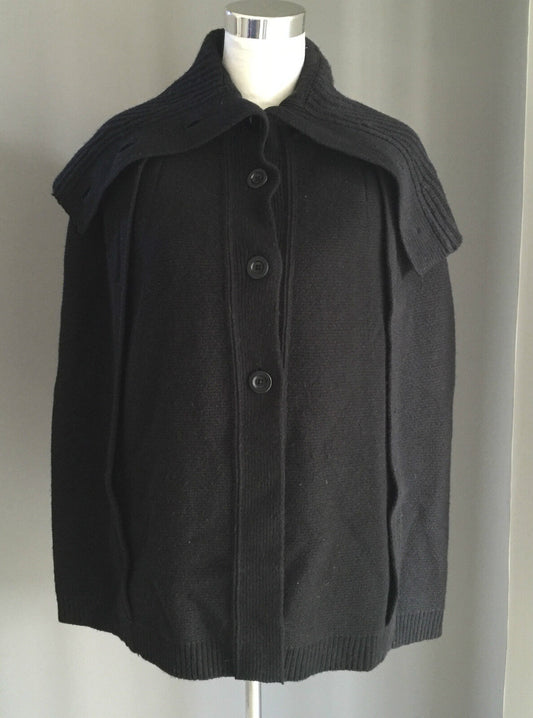 COUNTRY ROAD Cardigan Poncho Black Knit Cape Jacket Size M 12 Quality Design New