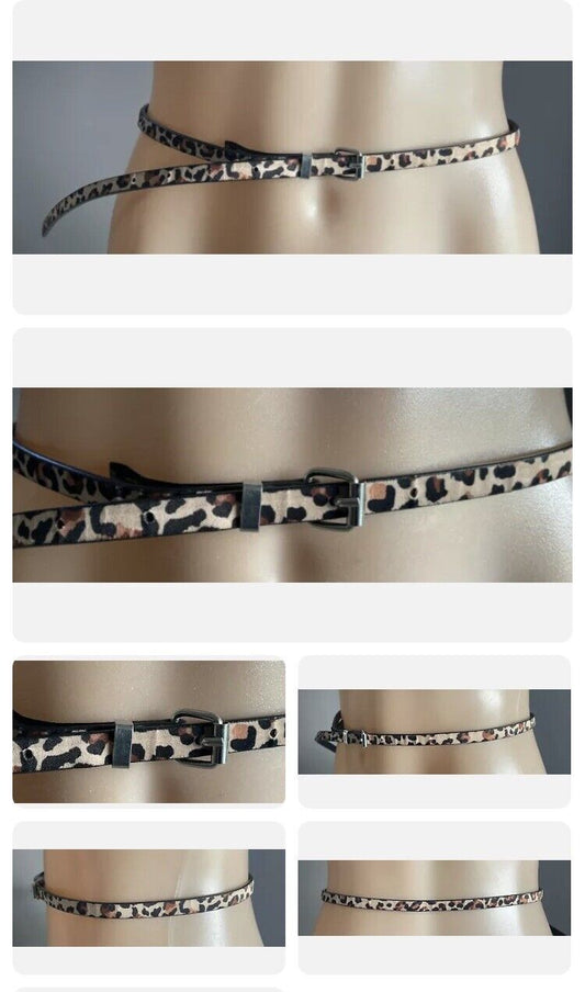 ATMOSPHERE 1 cm Belt Thin Animal Print Pleather Waist Belt Ladies Size XS 10
