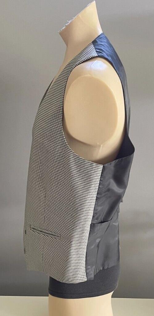 TONY MACRI Mens Waistcoat Vest Tailored Black White Houndstooth Fit Chest 118cm