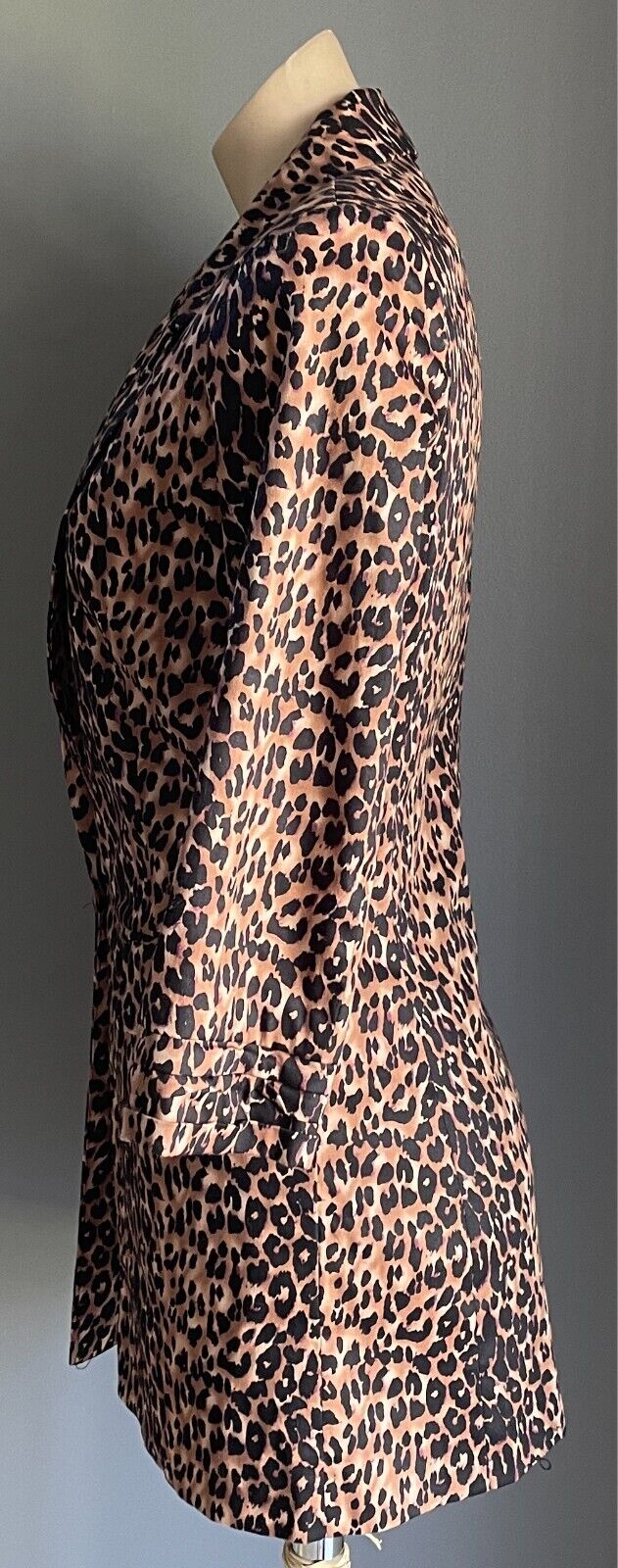 LOVELY GIRL Jacket Brown Black Purple \Leopard Print 3/4 Sleeve Size M Tailored