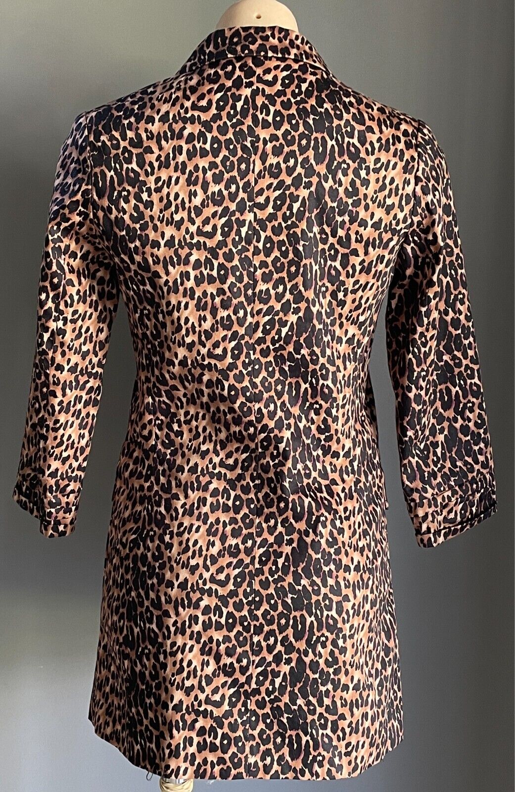 LOVELY GIRL Jacket Brown Black Purple \Leopard Print 3/4 Sleeve Size M Tailored