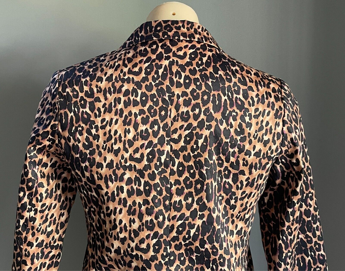LOVELY GIRL Jacket Brown Black Purple \Leopard Print 3/4 Sleeve Size M Tailored