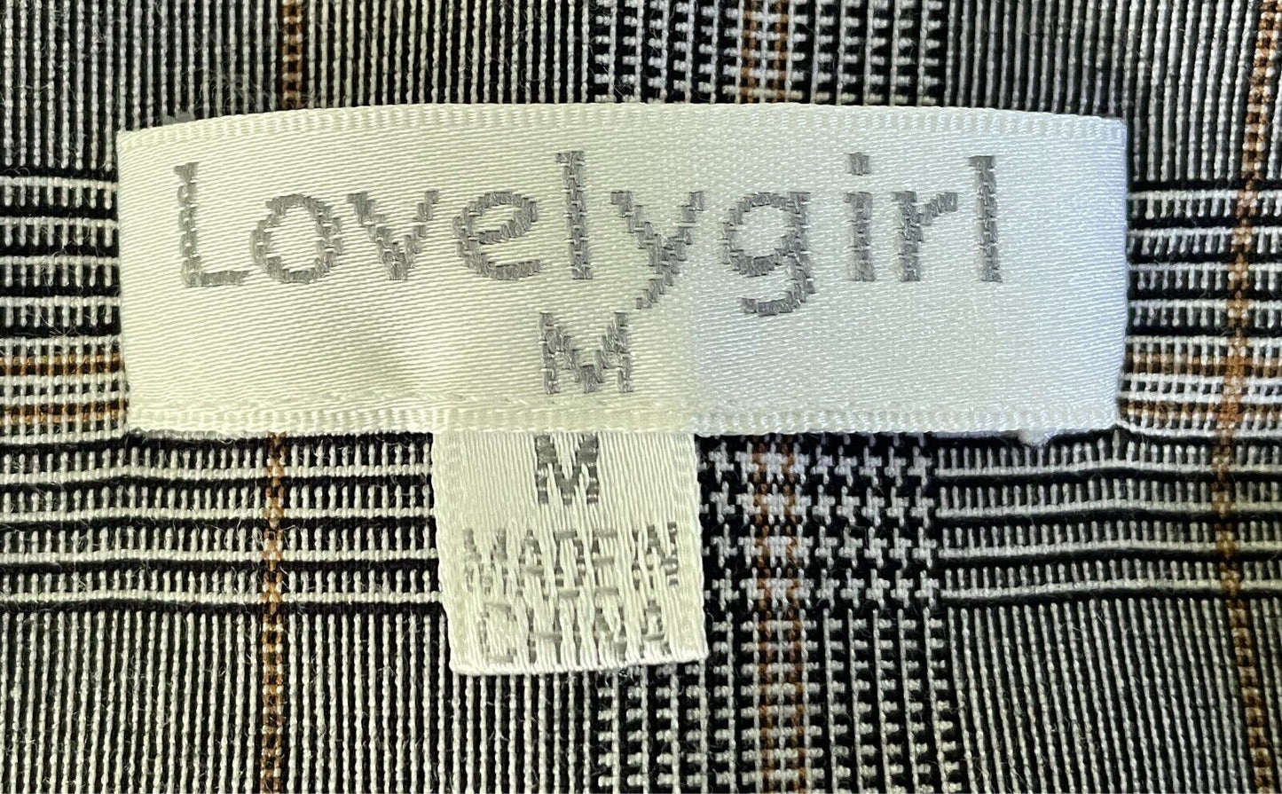 LOVELY GIRL Vest Grey Mustard Beige Black Check Sleeveless Waistcoat Size M