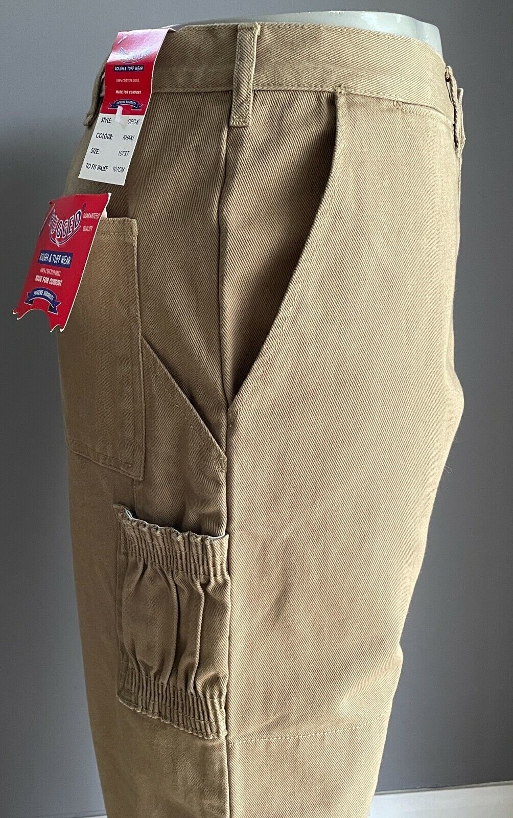 RUGGED Ruff & Tough Wear Brown Khaki Trousers Mens Work Pants Size 117cm ST NEW