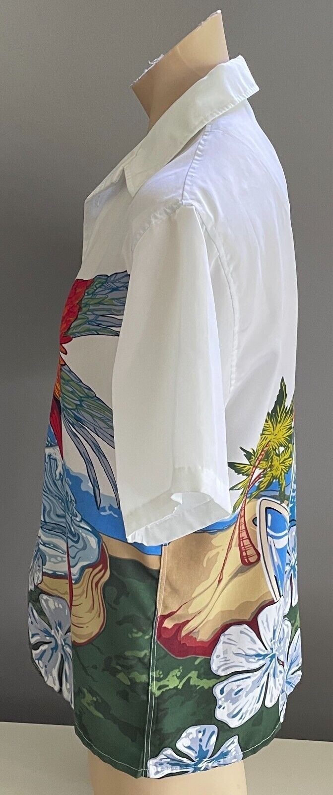 Billabong MOGUL Shirt White Bright Tropical Australia Surfing King Parrot Size M
