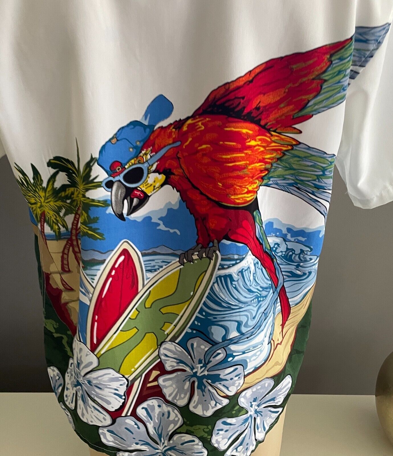 Billabong MOGUL Shirt White Bright Tropical Australia Surfing King Parrot Size M