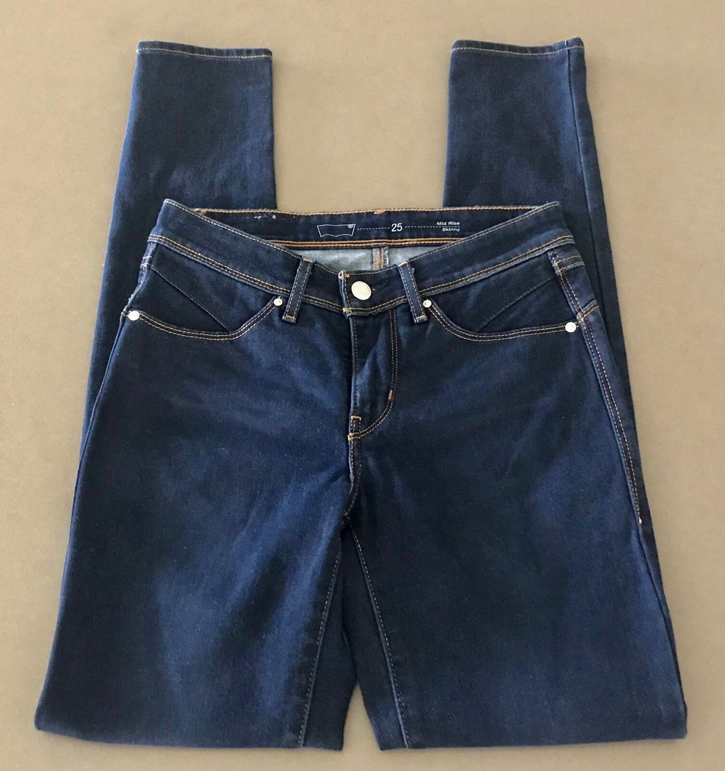 Womens LEVI'S Jeans Blue Denim Mid Rise Skinny Leg Jeans Ladies Size 25 LEVIS