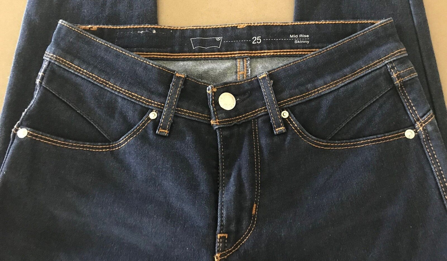 Womens LEVI'S Jeans Blue Denim Mid Rise Skinny Leg Jeans Ladies Size 25 LEVIS