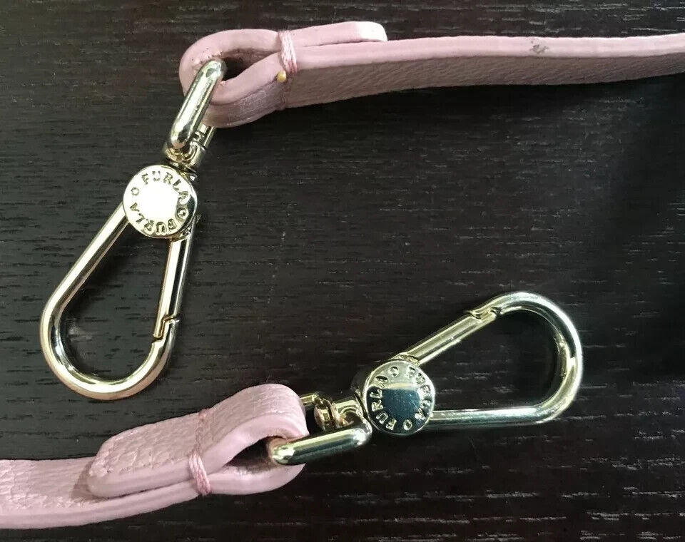 FURLA Replacement Shoulder Strap 2cm Adjustable Pink Pebble Leather Gold H/Ware