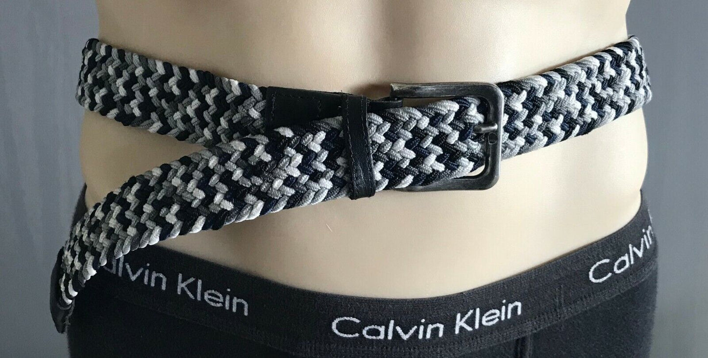 MR SIMPLE  Mens Belt 3.5cm Belt Woven Belt Grey Black Navy White 107 cm Casual