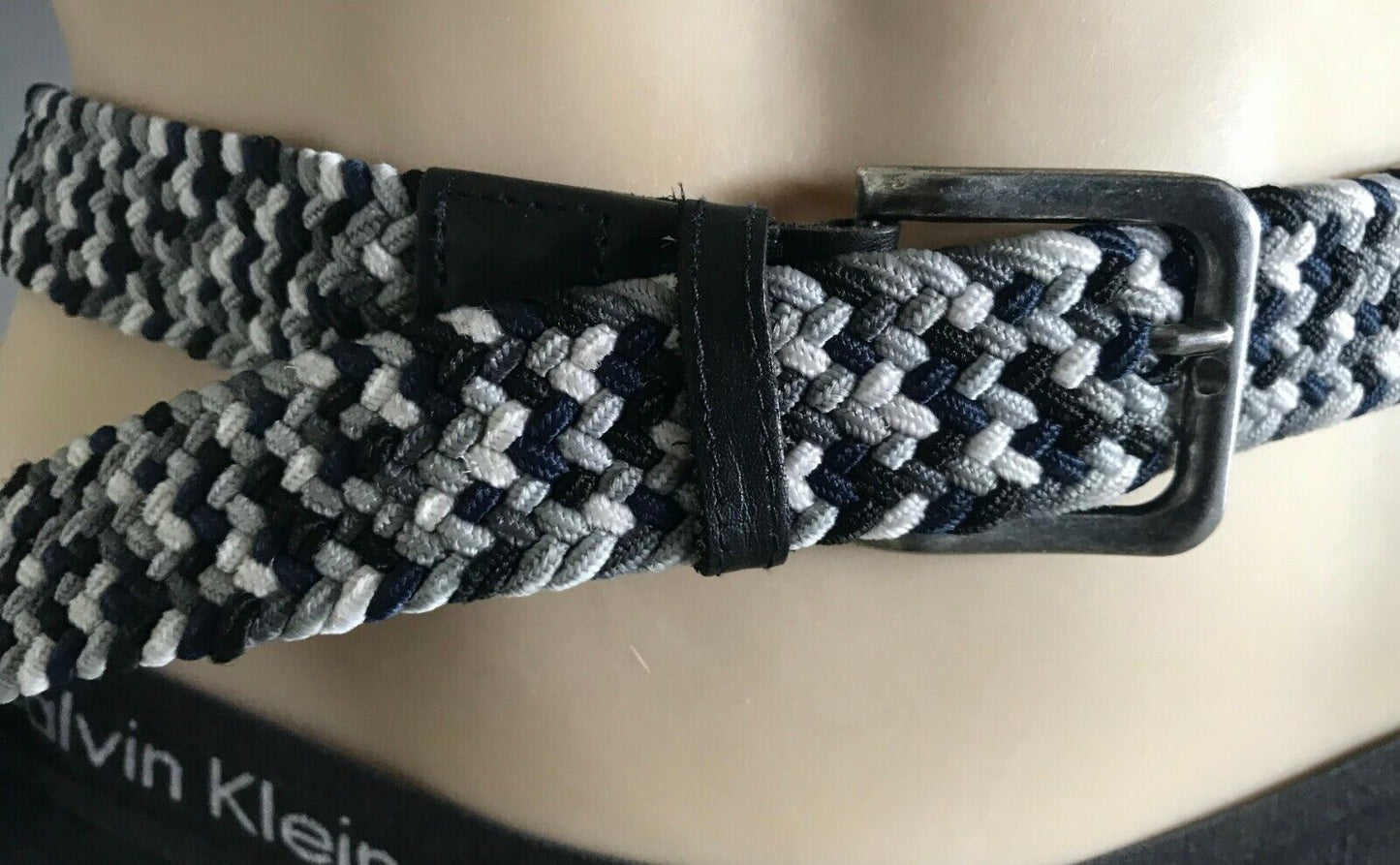 MR SIMPLE  Mens Belt 3.5cm Belt Woven Belt Grey Black Navy White 107 cm Casual