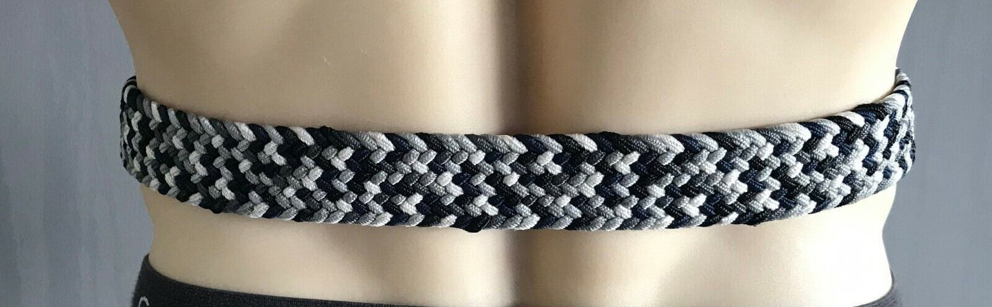 MR SIMPLE  Mens Belt 3.5cm Belt Woven Belt Grey Black Navy White 107 cm Casual