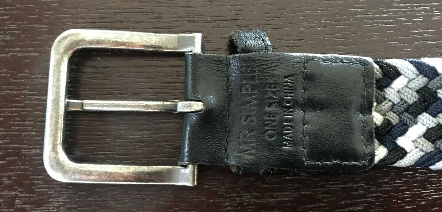MR SIMPLE  Mens Belt 3.5cm Belt Woven Belt Grey Black Navy White 107 cm Casual