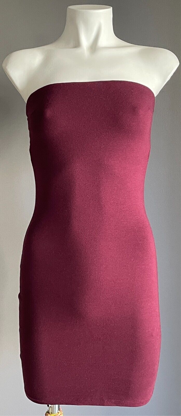 SUPRE Strapless Dress Burgundy Stretch Bodycon Size XS 8 Mini Length