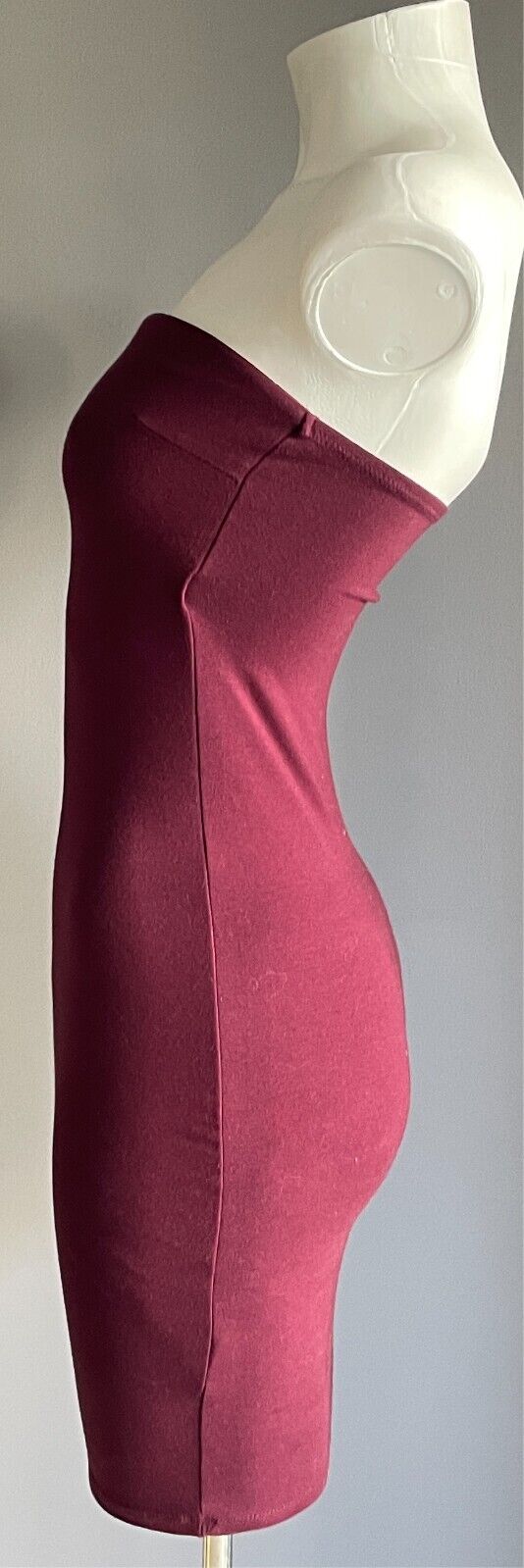 SUPRE Strapless Dress Burgundy Stretch Bodycon Size XS 8 Mini Length