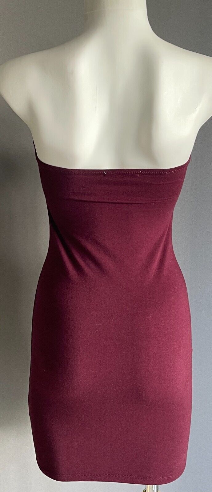 SUPRE Strapless Dress Burgundy Stretch Bodycon Size XS 8 Mini Length