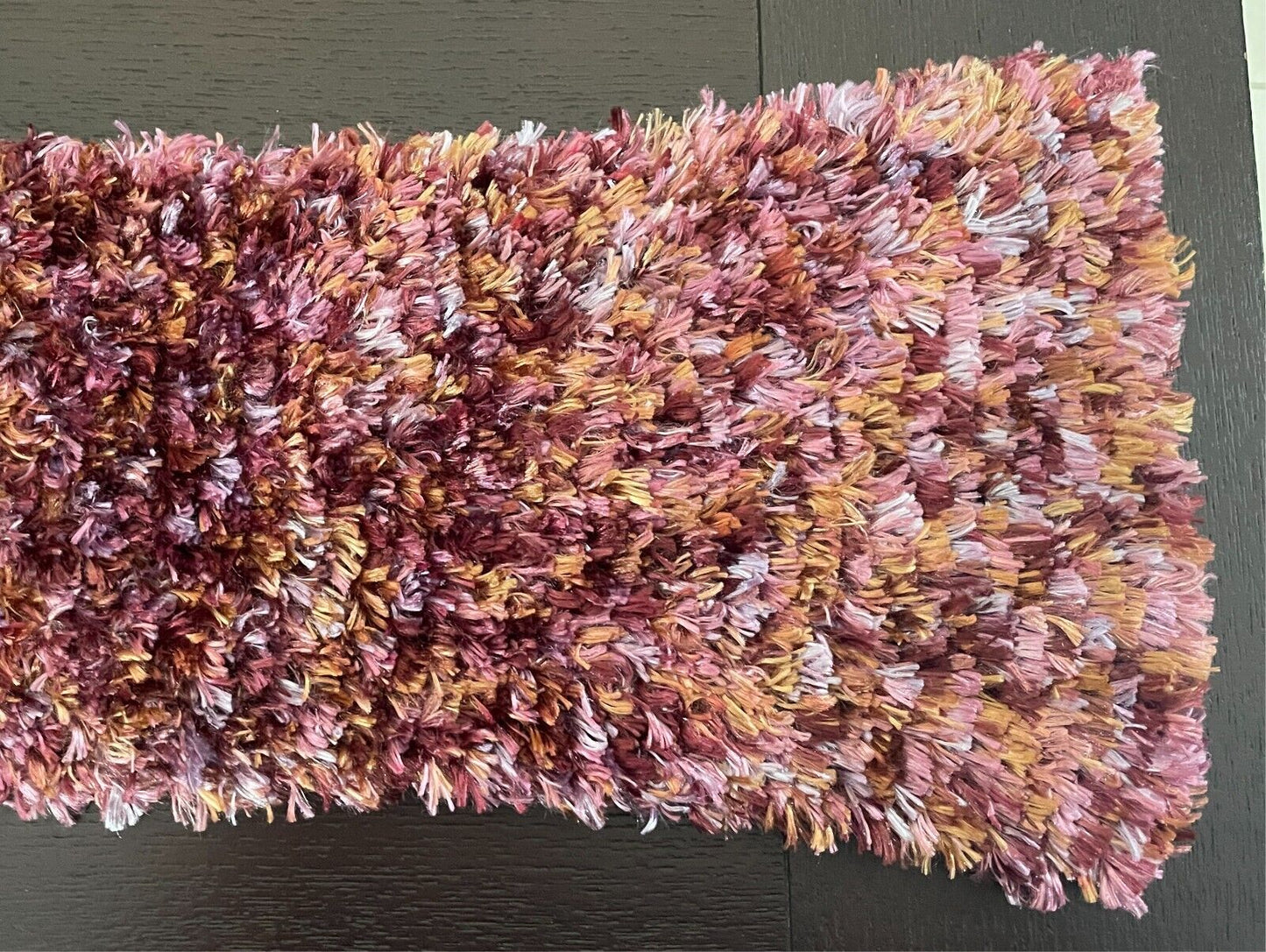 Eyelash Wool KNIT SCARF Handmade Shades of Purple Pink Maroon Amber Fluffy