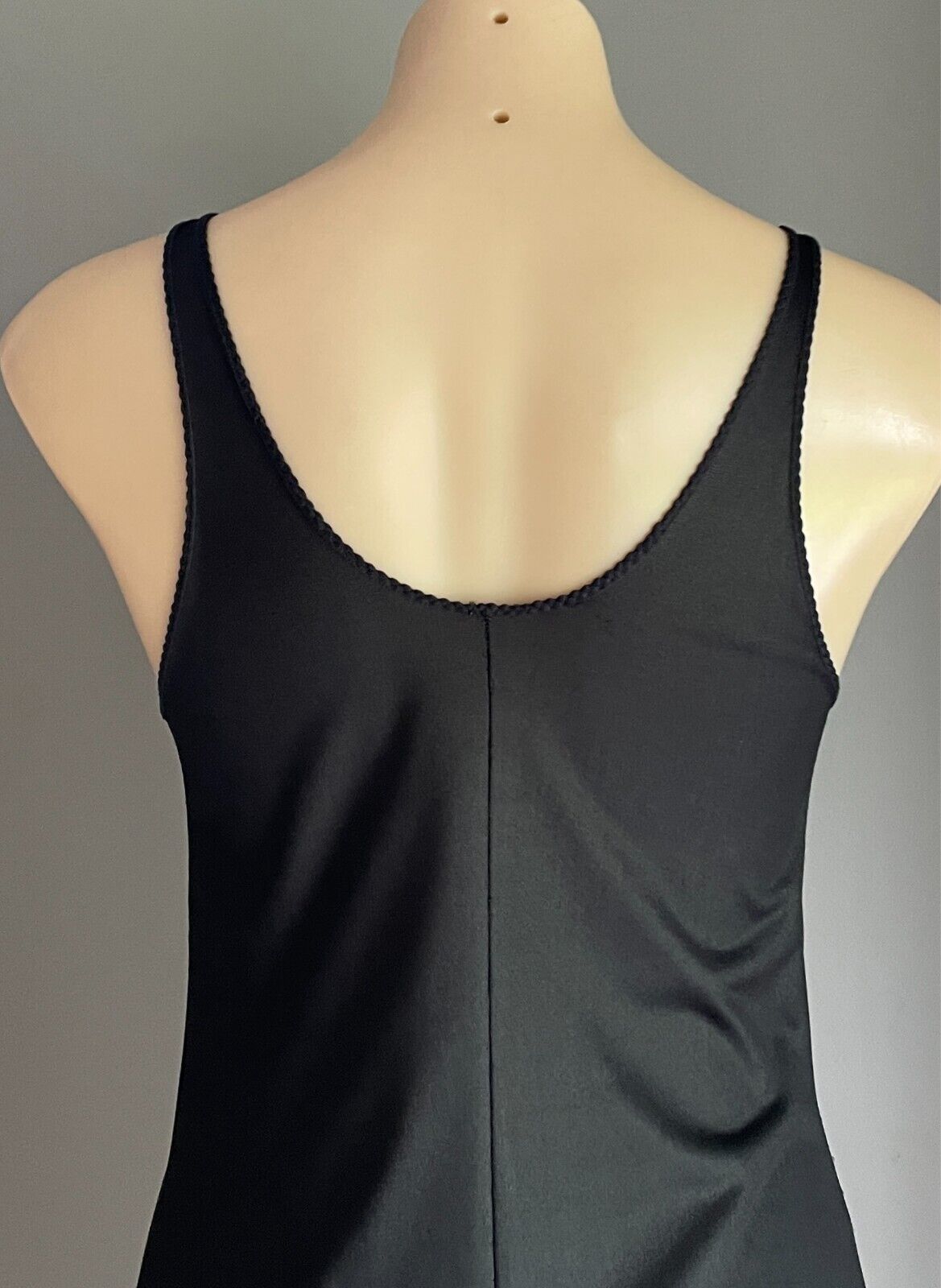 Petticoat Black Nylon Full Slip Lace Trim Size 12 Vintage Unworn