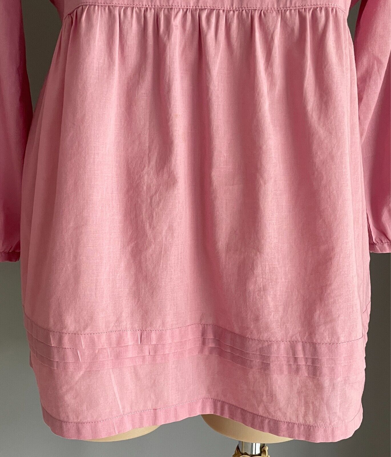 KATIES Blouse Dusty Pink Tie Back Knit Trim Peasant Style Size 16 Cotton Top
