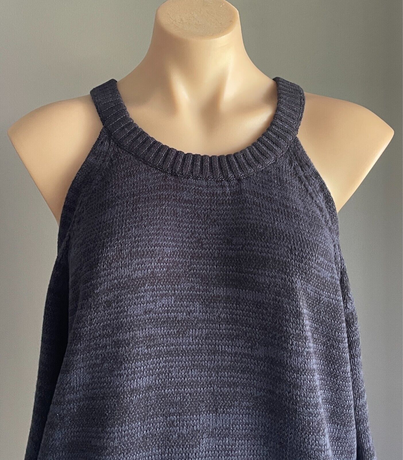 BETTINA LIANO Cold Shoulder Knit Jumper Size L Blue Black Marl Knit - NWT!