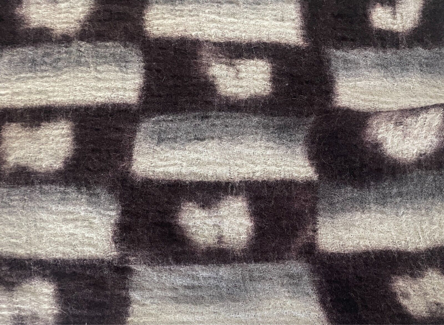 Wool Neck SCARF Brown Black Grey Off White Rectangle Fringe Velour Edge 66x200cm