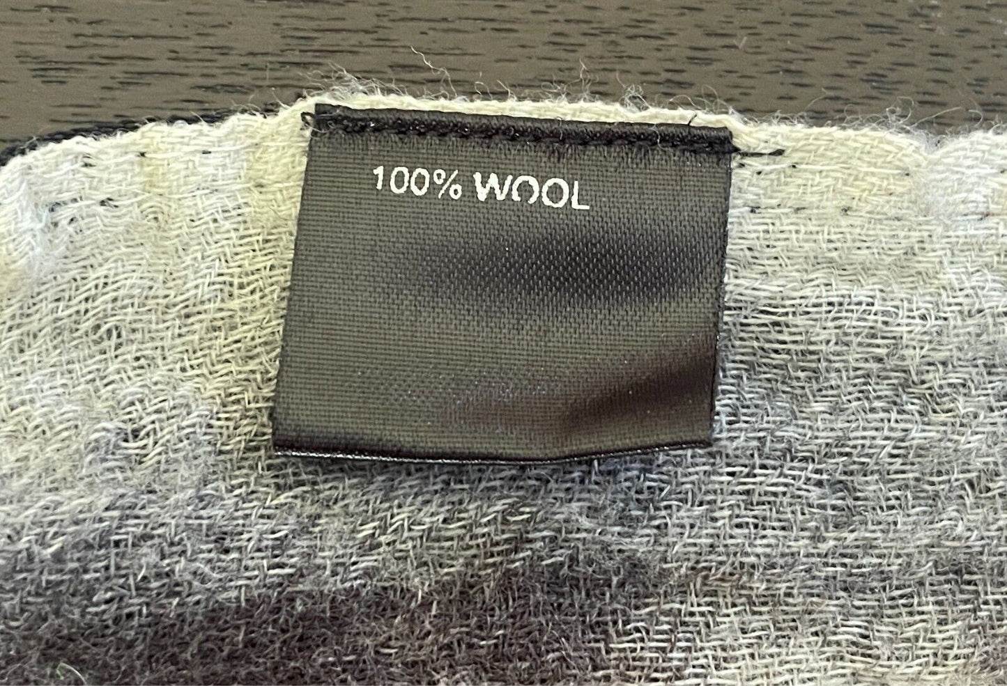 Wool Neck SCARF Brown Black Grey Off White Rectangle Fringe Velour Edge 66x200cm