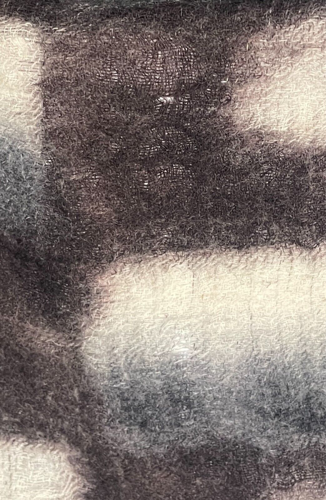 Wool Neck SCARF Brown Black Grey Off White Rectangle Fringe Velour Edge 66x200cm