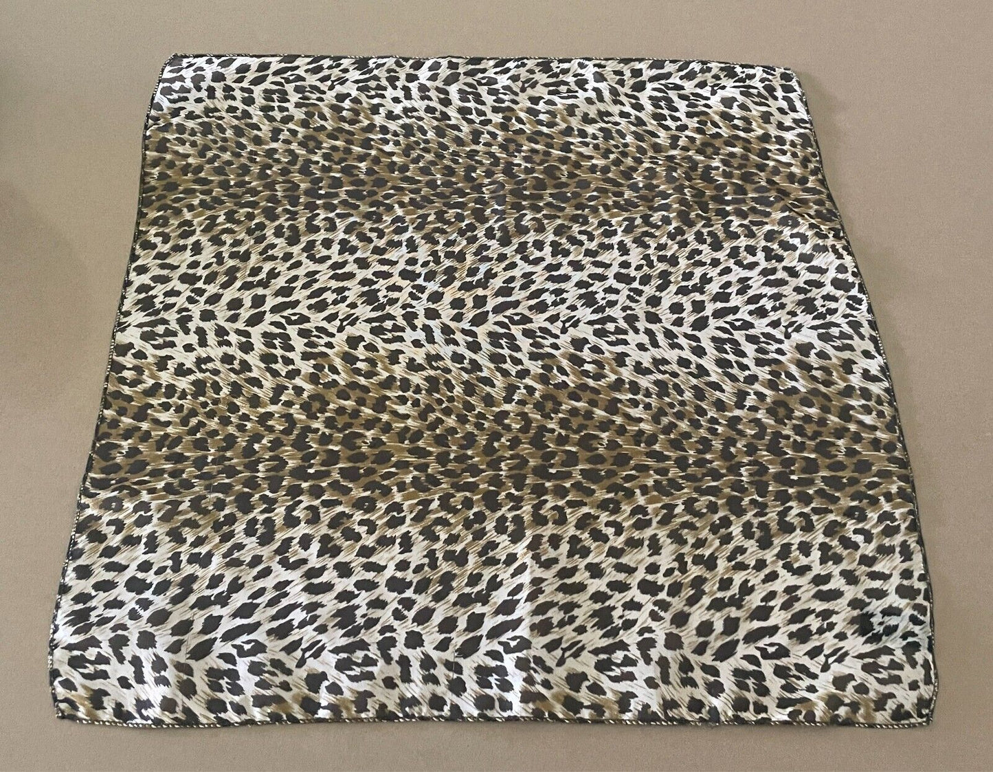 INTO AFRICA Animal Leopard Print Neckerchief Taupe Khaki Black Head Neck Scarf