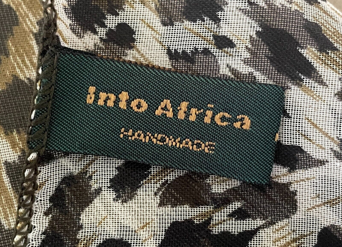 INTO AFRICA Animal Leopard Print Neckerchief Taupe Khaki Black Head Neck Scarf