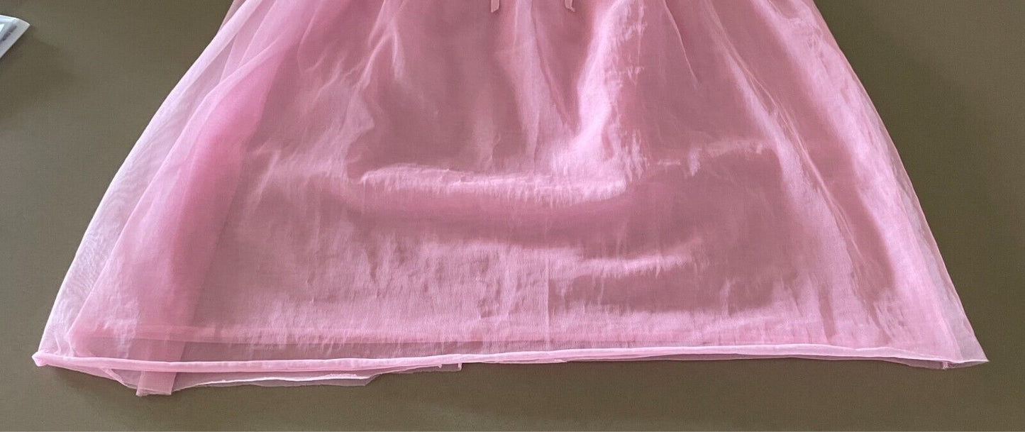 RONDELL LINGERIE Nightie BRI Nylon 1960s Pink White Lace Trim Size 14 Vintage